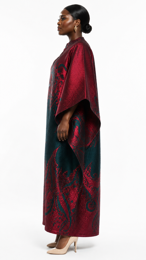 African Queen Baroque Kaftan Maxi Dress - Side model view