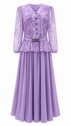 African Queen Leopard Print Peplum Maxi Dress in Lavender