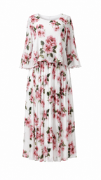 African Queen Rose Floral Pleated Maxi Dress - Flat lay product view