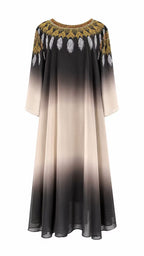 African Queen Ombre Chiffon Embroidered Maxi Dress