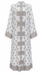White Star Print Geometric Beaded Panel Kaftan Maxi Dress - Flat lay product view