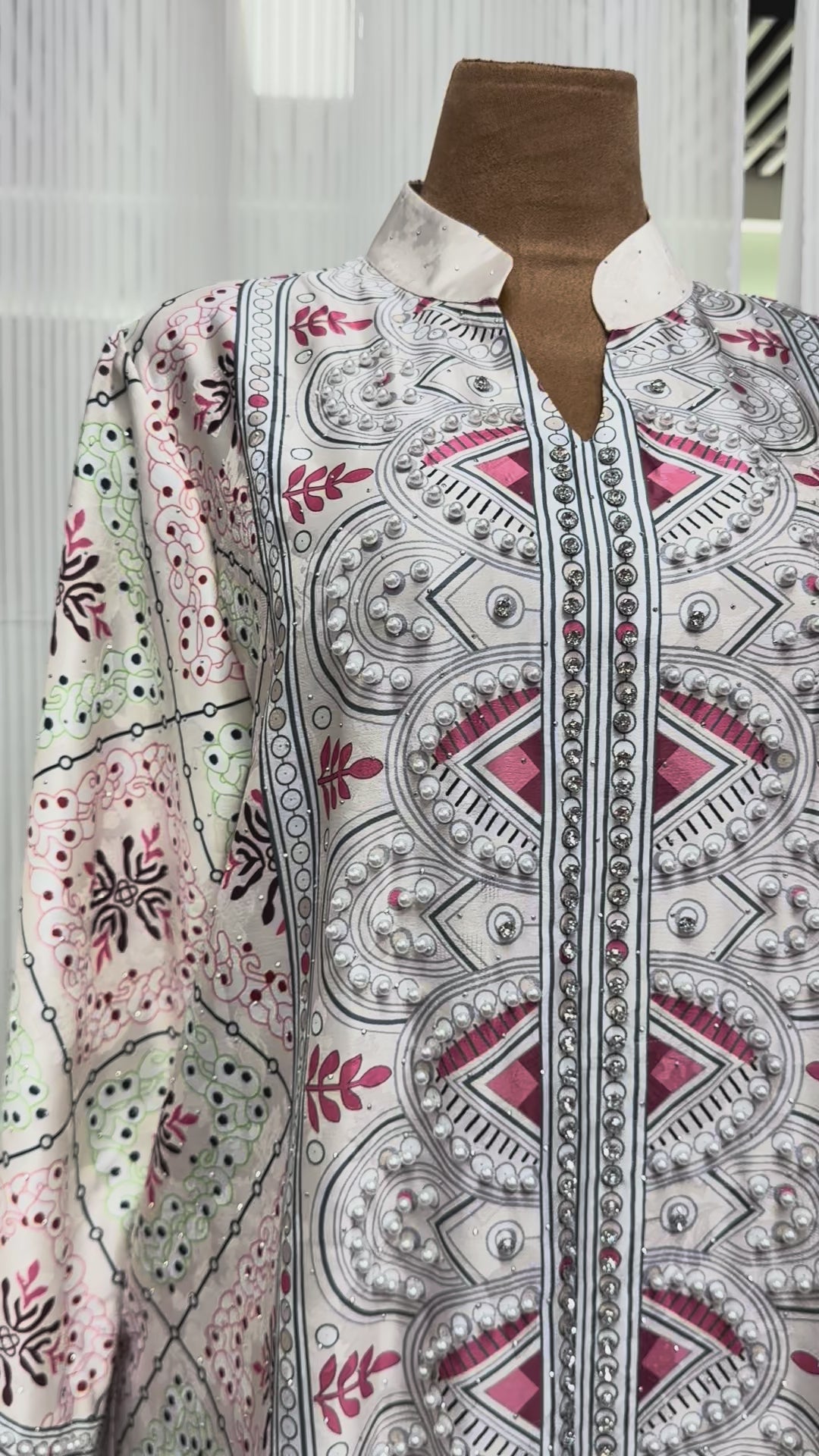 Blush Paisley Medallion Geometric Print Kaftan Maxi Dress